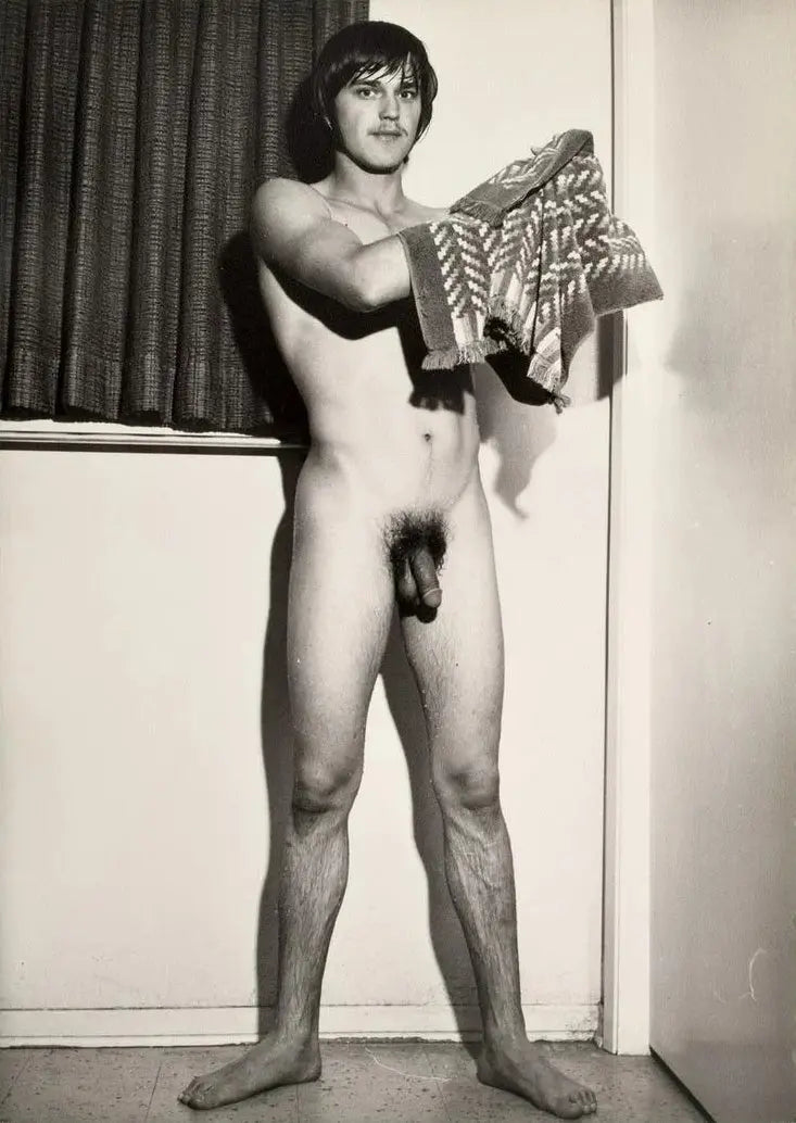 {{ product_title }} Fine Art Print | {{ product_vendor }} Jakero77 Bruce of LA Vintage Nude Male Towel After Shower Gay - 17" x 22" Fine Art Print - 1755 Art Print  Jakero77
