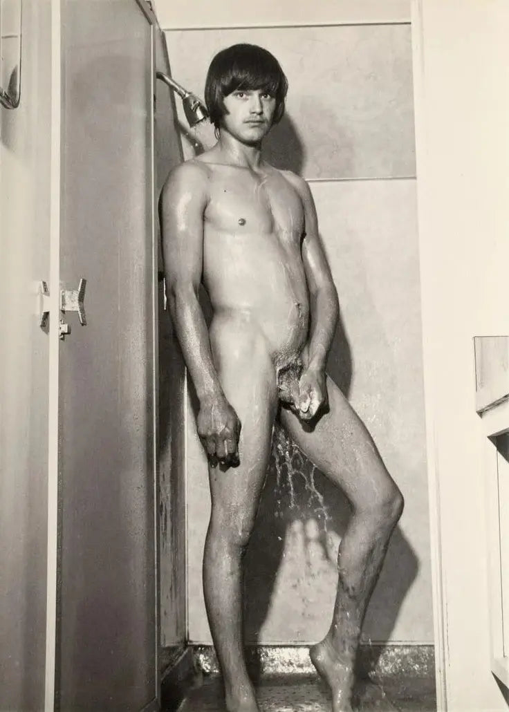 {{ product_title }} Fine Art Print | {{ product_vendor }} Jakero77 Bruce of LA Vintage Nude Male in Shower Soapy Gay Interest - 17" x 22" Art Print - 1750 Art Print  Jakero77