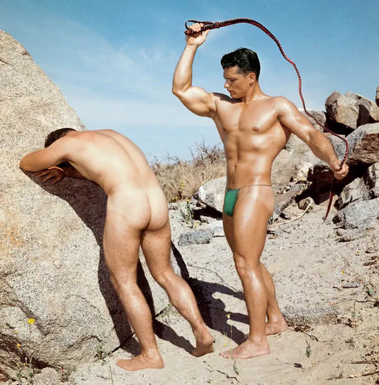 {{ product_title }} Fine Art Print | {{ product_vendor }} Jakero77 Bruce of LA Vintage Nude Males Butts Whip RARE Color Gay 1960s - 17"x22" Art Print - 2144 Art Print  Jakero77