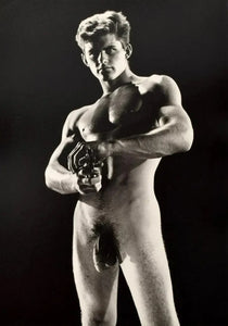 {{ product_title }} Fine Art Print | {{ product_vendor }} Jakero77 Bruce of Los Angeles Handsome Nude Male Aiming Gun Gay - 17" x 22" Fine Art Print - 1852 Art Print  Jakero77