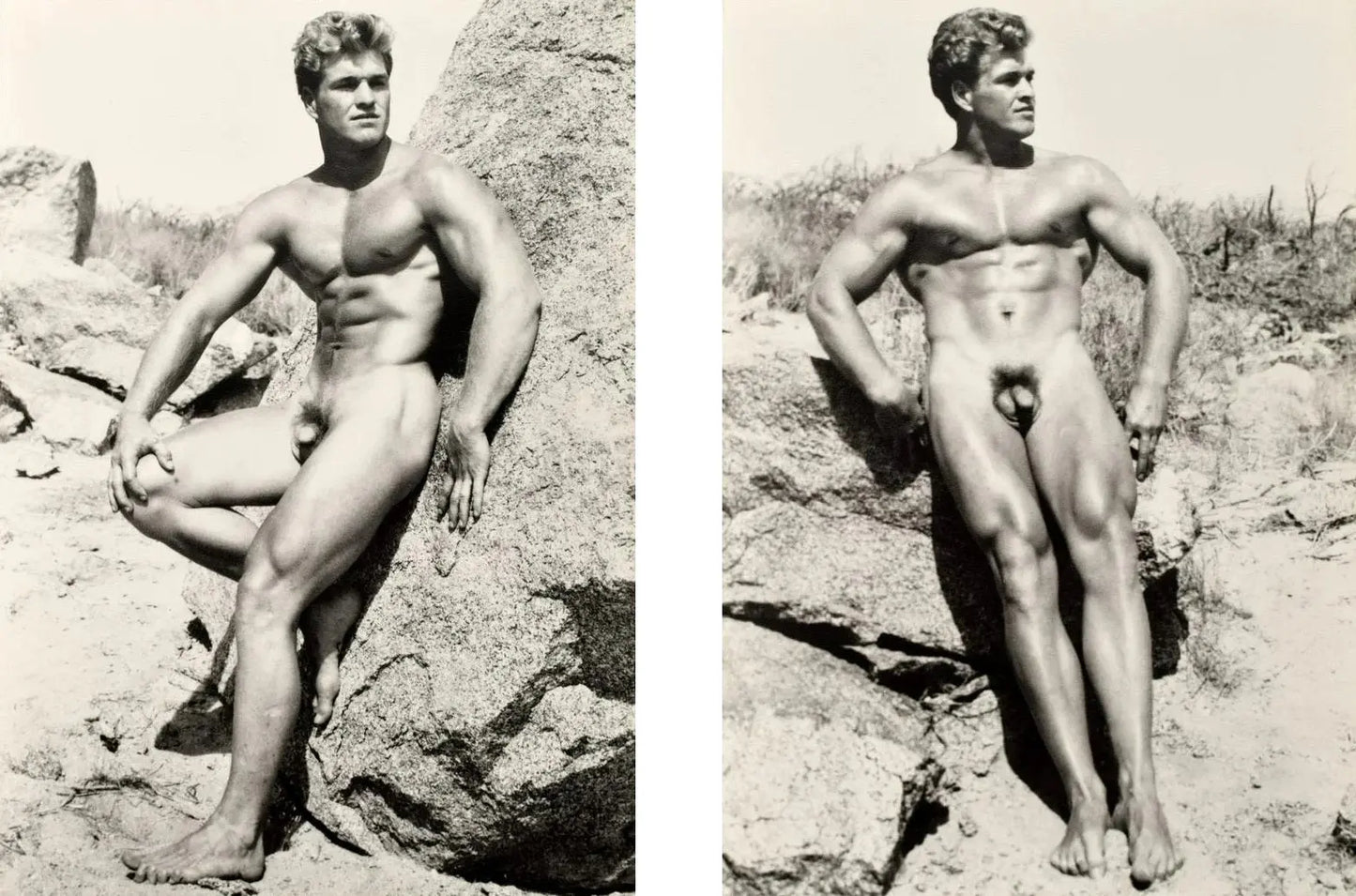 {{ product_title }} Fine Art Print | {{ product_vendor }} Jakero77 Bruce of Los Angeles Nude Blonde Beefcake in Desert Gay - 17"x22" Fine Art Print - 1886 Art Print  Jakero77