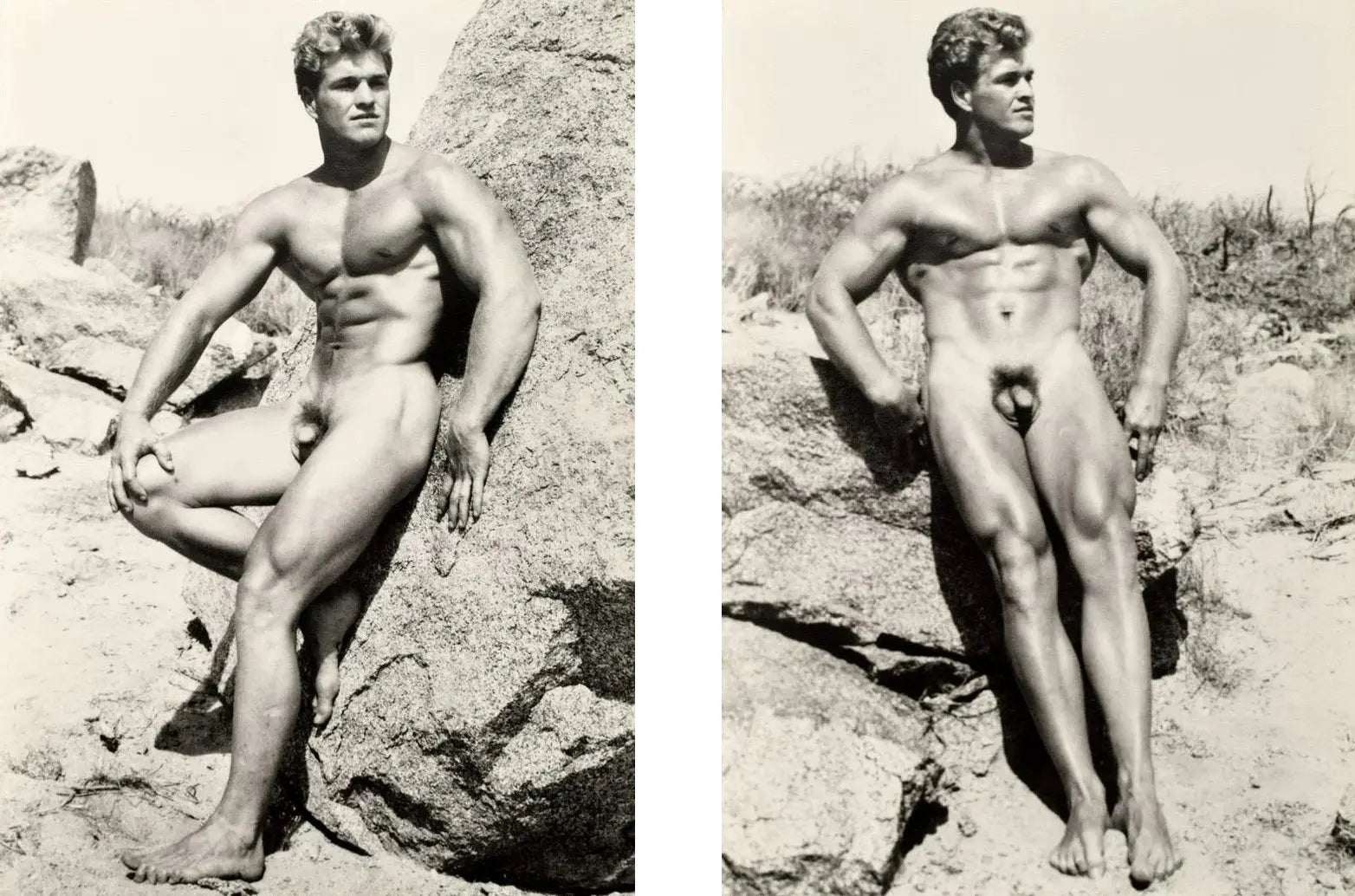 {{ product_title }} Fine Art Print | {{ product_vendor }} Jakero77 Bruce of Los Angeles Nude Blonde Beefcake in Desert Gay - 17"x22" Fine Art Print - 1886 Art Print  Jakero77