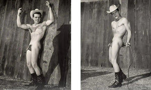 {{ product_title }} Fine Art Print | {{ product_vendor }} Jakero77 Bruce of Los Angeles Nude Cowboy Vintage Hat Boots Whip Gay - 17" x 22" Art Print - 1929 Art Print  Jakero77