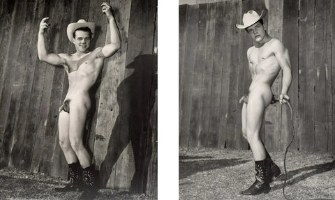 {{ product_title }} Fine Art Print | {{ product_vendor }} Jakero77 Bruce of Los Angeles Nude Cowboy Vintage Hat Boots Whip Gay - 17" x 22" Art Print - 1929 Art Print  Jakero77