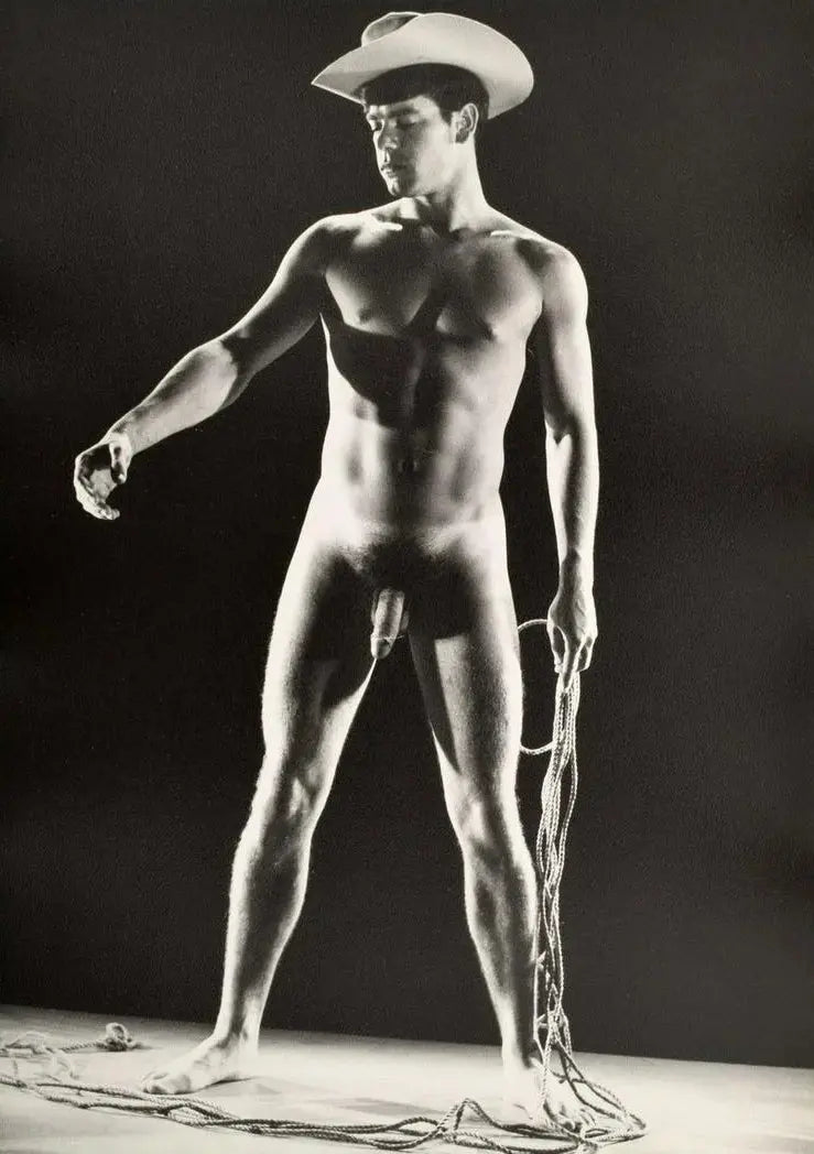 {{ product_title }} Fine Art Print | {{ product_vendor }} Jakero77 Bruce of Los Angeles Nude Cowboy with Rope Homoerotic - 17" x 22" Fine Art Print - 1764 Art Print  Jakero77