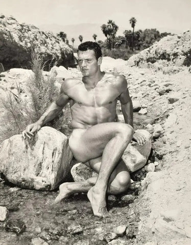 {{ product_title }} Fine Art Print | {{ product_vendor }} Jakero77 Bruce of Los Angeles Nude Male Feet Wet in Creek Homoerotic - 17" x 22" Art Print - 1780 Art Print  Jakero77
