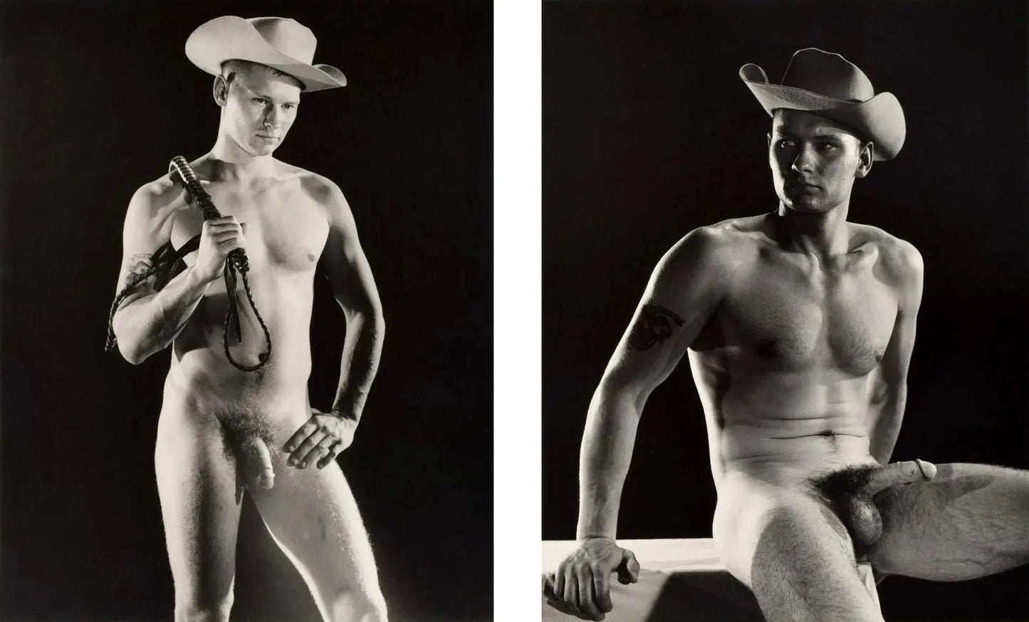 {{ product_title }} Fine Art Print | {{ product_vendor }} Jakero77 Bruce of Los Angeles Two Guys Nude in Cowboy Hats Gay - 17" x 22" Fine Art Print - 1932 Art Print  Jakero77