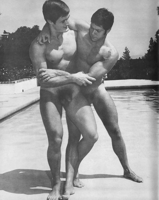 {{ product_title }} Fine Art Print | {{ product_vendor }} Jakero77 Bruce of Los Angeles Two Nude Males Drew Burton & Paul Strand Wrestling by Pool Homoerotic Vintage Gay Interest - 17" x 22" Fine Art Print - 2237 Art Print  Jakero77