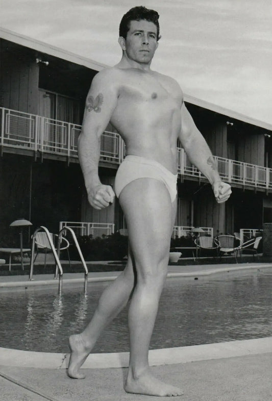 {{ product_title }} Fine Art Print | {{ product_vendor }} Jakero77 Bruce of Los Angeles Vintage Beefcake Gay Poolside 1960s - 17" x 22" Art Print - 2117 Art Print  Jakero77