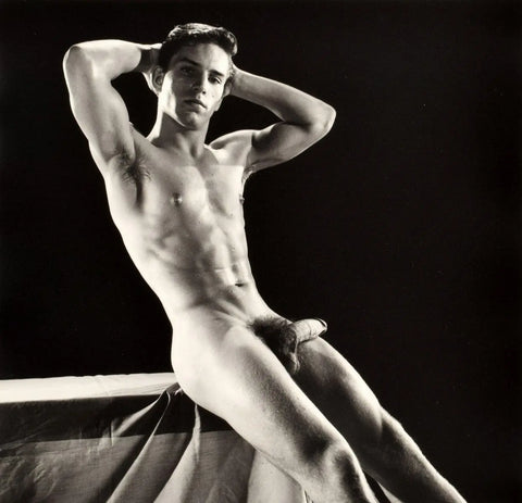{{ product_title }} Fine Art Print | {{ product_vendor }} Jakero77 Bruce of Los Angeles Vintage Gay Interest Joe Dallesandro Nude Abs Semi Erection Flopped on Leg Homoerotic - 17" x 22" Art Print - 2063 Art Print  Jakero77