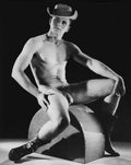 {{ product_title }} Fine Art Print | {{ product_vendor }} Jakero77 Bruce of Los Angeles Vintage Homoerotic Cowboy David Gregory Sitting Nude on Iconic Stool Gay Interest - 17" x 22" Art Print - 2059 Art Print  Jakero77