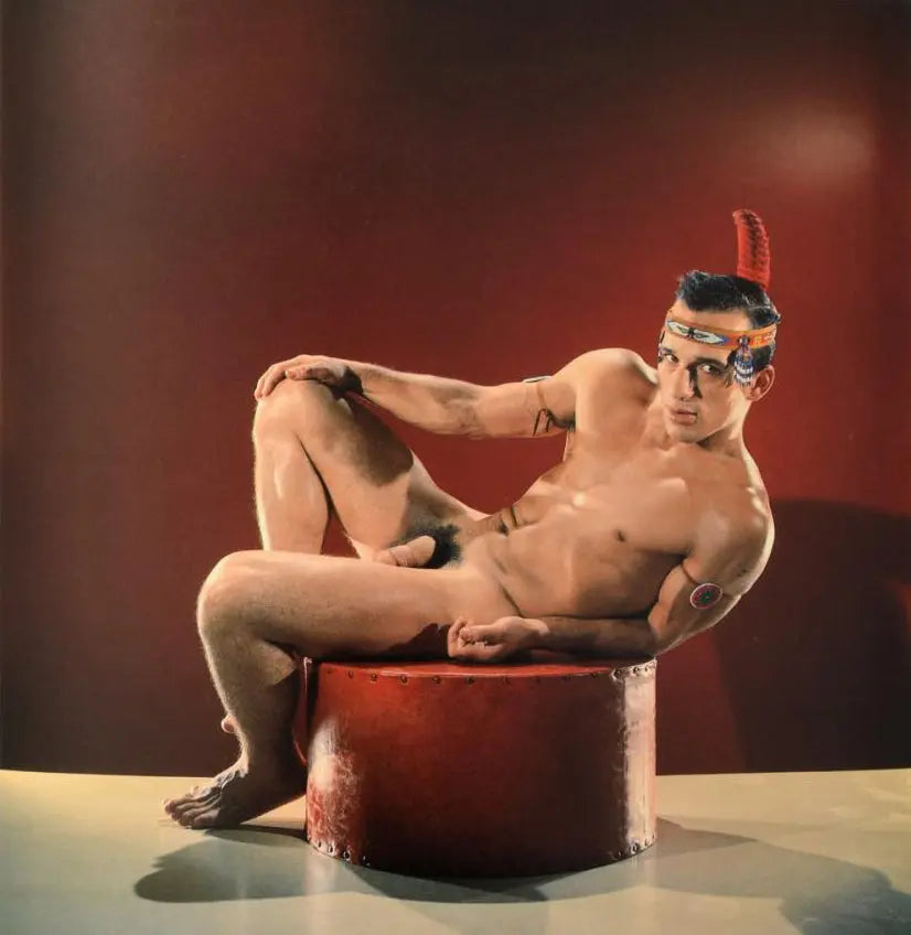 {{ product_title }} Fine Art Print | {{ product_vendor }} Jakero77 Bruce of Los Angeles Vintage Homoerotic Gay Interest Nude Native American Posing RARE Color - 17" x 22" Art Print - 2066 Art Print  Jakero77