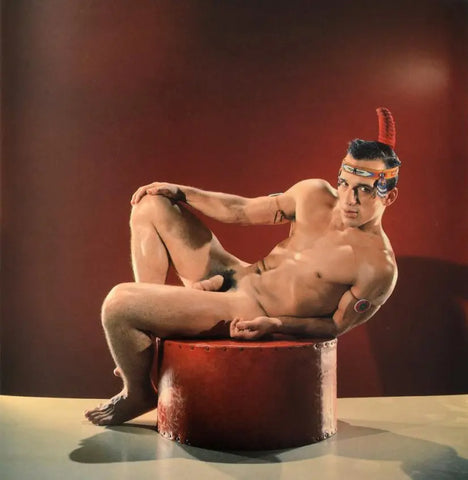 {{ product_title }} Fine Art Print | {{ product_vendor }} Jakero77 Bruce of Los Angeles Vintage Homoerotic Gay Interest Nude Native American Posing RARE Color - 17" x 22" Art Print - 2066 Art Print  Jakero77