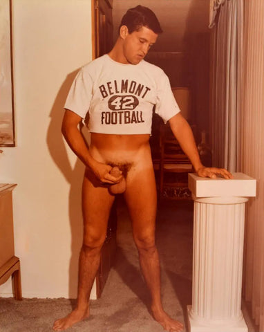 {{ product_title }} Fine Art Print | {{ product_vendor }} Jakero77 Bruce of Los Angeles Vintage Homoerotic Nude Football Jock Masturbating 1960s Gay Interest - 17" x 22" Art Print - 2087 Art Print  Jakero77