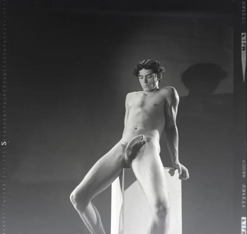 {{ product_title }} Fine Art Print | {{ product_vendor }} Jakero77 Bruce of Los Angeles Vintage Homoerotic Nude Model Erection Negative Styled 1960s Gay Interest - 17" x 22" Art Print - 2084 Art Print  Jakero77
