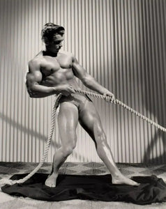 {{ product_title }} Fine Art Print | {{ product_vendor }} Jakero77 Bruce of Los Angeles Vintage Male Bodybuilder Pulling Rope - 17" x 22" Art Print - 1869 Art Print  Jakero77