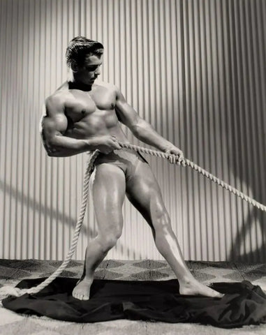 {{ product_title }} Fine Art Print | {{ product_vendor }} Jakero77 Bruce of Los Angeles Vintage Male Bodybuilder Pulling Rope - 17" x 22" Art Print - 1869 Art Print  Jakero77