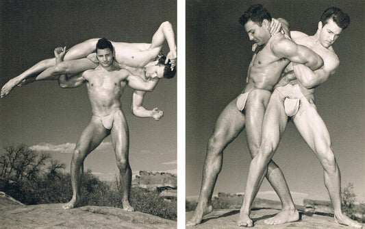 {{ product_title }} Fine Art Print | {{ product_vendor }} Jakero77 Bruce of Los Angeles Vintage Nude Males Wrestling Gay - 17" x 22" Fine Art Print - 2129 Art Print  Jakero77