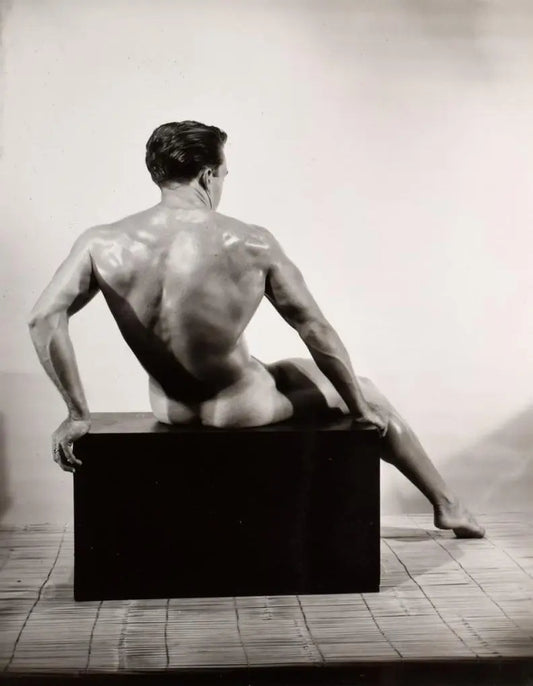 {{ product_title }} Fine Art Print | {{ product_vendor }} Jakero77 Bruce of Los Angeles Vintage Nude Seated Butt Gay Interest - 17" x 22" Art Print - 2045 Art Print  Jakero77