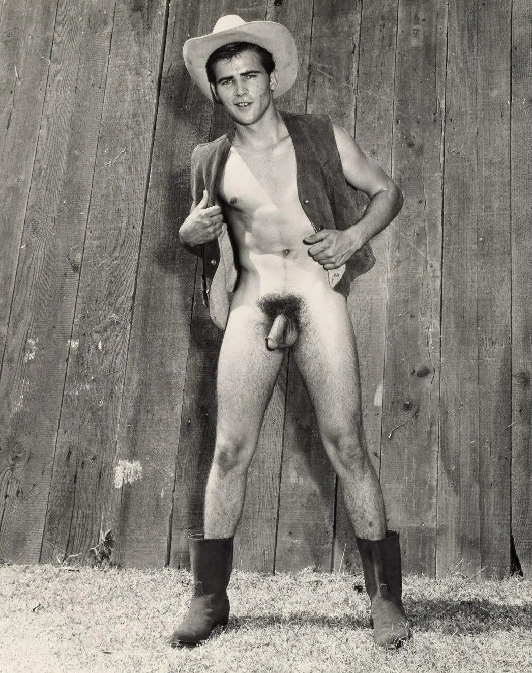{{ product_title }} Fine Art Print | {{ product_vendor }} Jakero77 Bruce of Los Angeles Vintage Shy Nude Cowboy 1960s Homoerotic Gay Interest - 17" x 22" Art Print - 2094 Art Print  Jakero77
