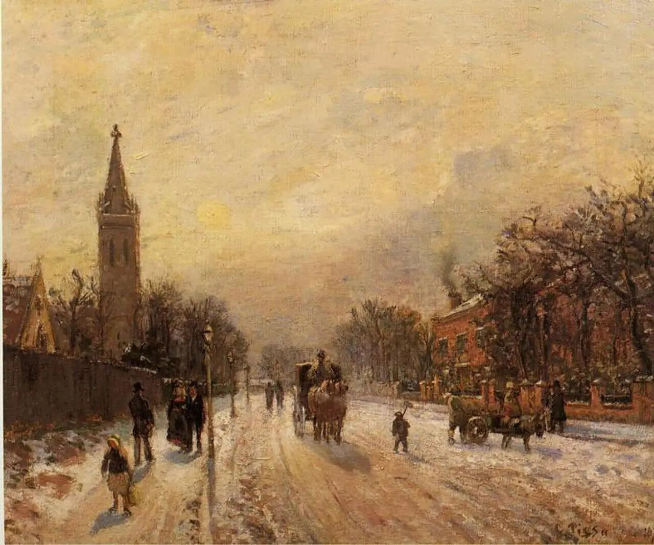 {{ product_title }} Fine Art Print | {{ product_vendor }} Jakero77 Camille Pissarro - All Saints Church Upper Norwood (1871) Signed - 17" x 22" Print Art Print  Jakero77