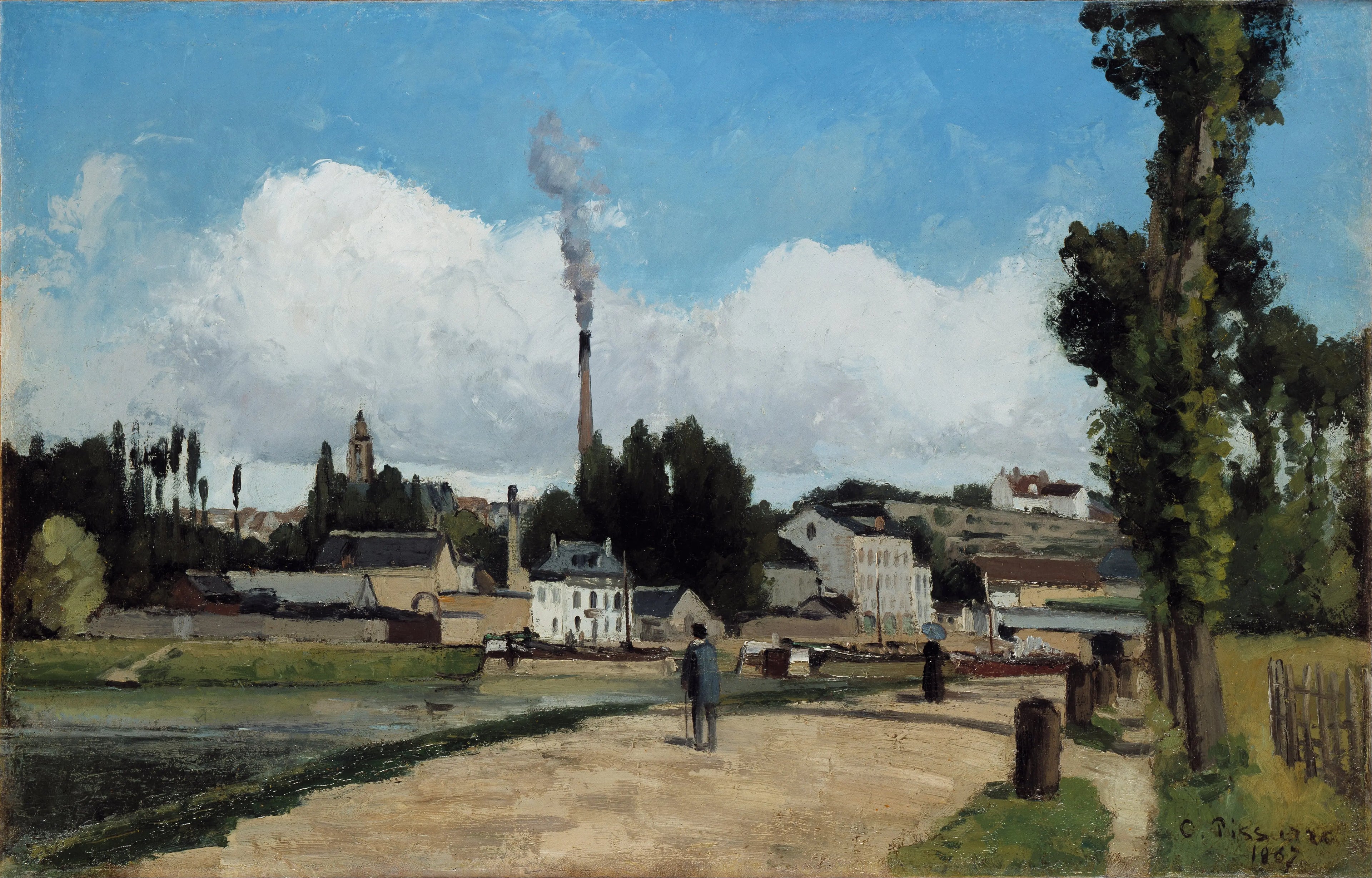{{ product_title }} Fine Art Print | {{ product_vendor }} Jakero77 Camille Pissarro - Banks of the Oise at Pontoise (1867) Signed - 17"x22" Art Print Art Print  Jakero77