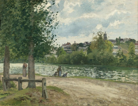 {{ product_title }} Fine Art Print | {{ product_vendor }} Jakero77 Camille Pissarro - Banks of the Oise at Pontoise (1868) Signed - 17"x22" Art Print Art Print  Jakero77