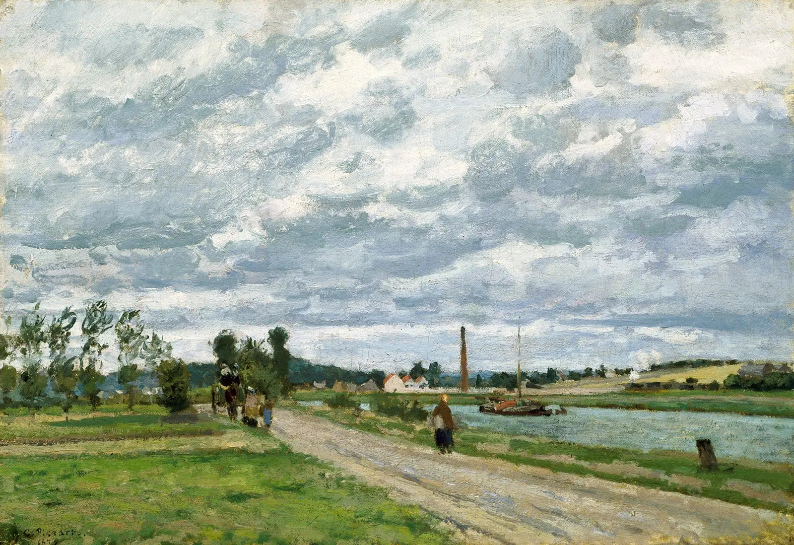 {{ product_title }} Fine Art Print | {{ product_vendor }} Jakero77 Camille Pissarro - Banks of the Oise near Pontoise (1873) Signed - 17" x 22" Print Art Print  Jakero77