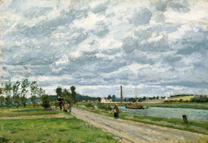 {{ product_title }} Fine Art Print | {{ product_vendor }} Jakero77 Camille Pissarro - Banks of the Oise near Pontoise (1873) Signed - 17" x 22" Print Art Print  Jakero77