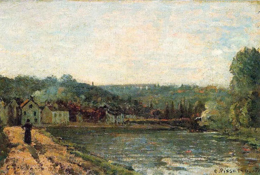 {{ product_title }} Fine Art Print | {{ product_vendor }} Jakero77 Camille Pissarro - Banks of the Seine at Bougival (1871) Signed - 17"x22" Art Print Art Print  Jakero77