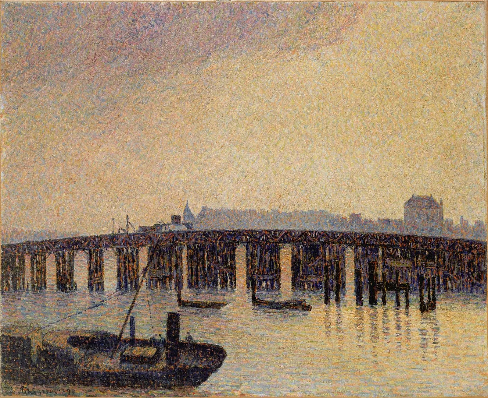 {{ product_title }} Fine Art Print | {{ product_vendor }} Jakero77 Camille Pissarro - Battersea Bridge Old Chelsea Bridge, London (1890) Signed - 17"x22" Fine Art Print Art Print  Jakero77