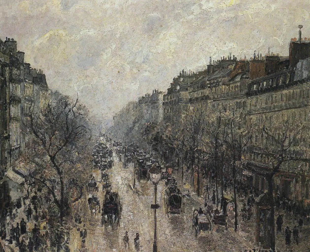 {{ product_title }} Fine Art Print | {{ product_vendor }} Jakero77 Camille Pissarro - Boulevard Montmartre Foggy Morning (1897) Signed - 17"x22" Print Art Print  Jakero77