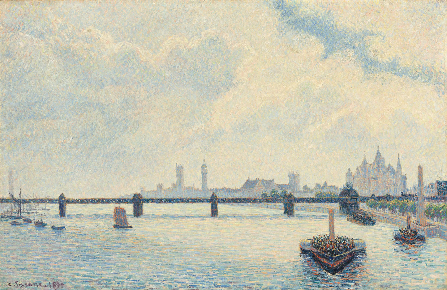 {{ product_title }} Fine Art Print | {{ product_vendor }} Jakero77 Camille Pissarro - Charing Cross Bridge, London (1890) Signed - 17" x 22" Print Art Print  Jakero77