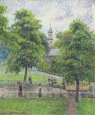 {{ product_title }} Fine Art Print | {{ product_vendor }} Jakero77 Camille Pissarro - Church at Kew (1892) Signed - 17" x 22" Fine Art Print Art Print  Jakero77