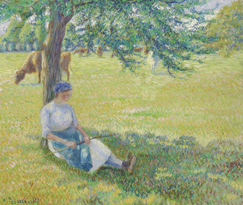 {{ product_title }} Fine Art Print | {{ product_vendor }} Jakero77 Camille Pissarro - Cowgirl Eragny (1887) Signed - 17" x 22" Fine Art Print Art Print  Jakero77