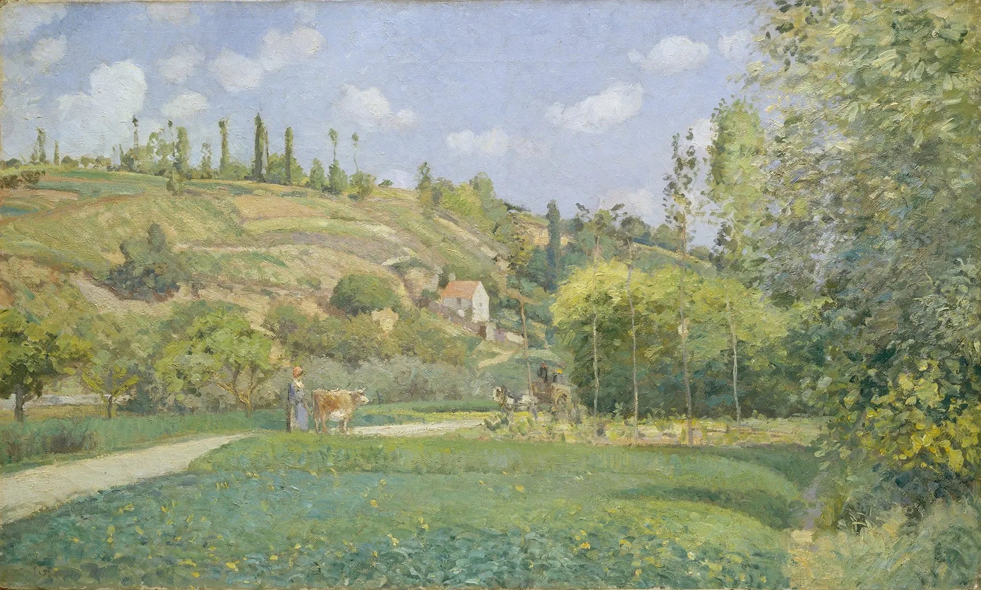 {{ product_title }} Fine Art Print | {{ product_vendor }} Jakero77 Camille Pissarro - Cowherd at Valhermeil, Auvers-sur-Oise (1874) Signed - 17" x 22" Fine Art Print Art Print  Jakero77