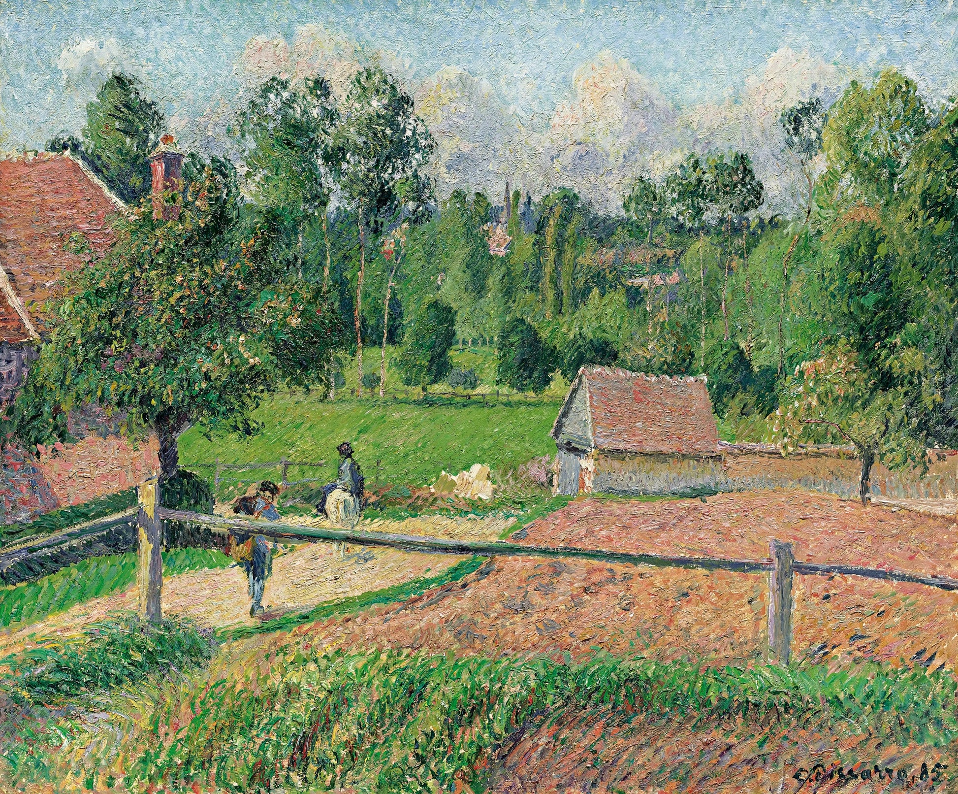 {{ product_title }} Fine Art Print | {{ product_vendor }} Jakero77 Camille Pissarro - Delafolie House, Éragny from Artist's Window (1885) Signed - 17"x22" Fine Art Print Art Print  Jakero77