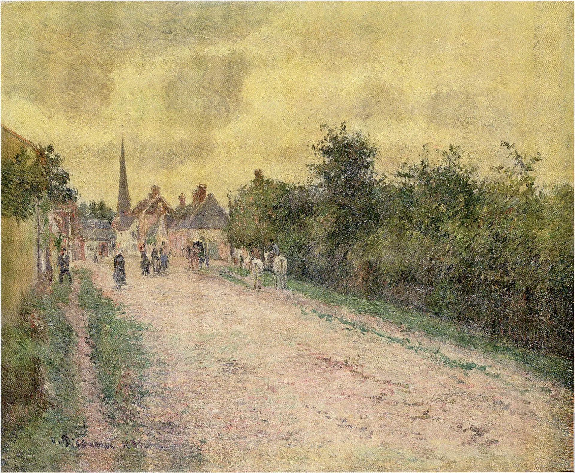 {{ product_title }} Fine Art Print | {{ product_vendor }} Jakero77 Camille Pissarro - Entrance to the Village of Eragny (1884) Signed - 17"x22" Print Art Print  Jakero77