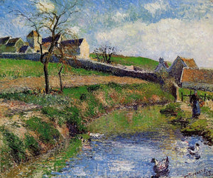 {{ product_title }} Fine Art Print | {{ product_vendor }} Jakero77 Camille Pissarro - Farm of Le Friche at Osny (1882) Signed - 17" x 22" Art Print Art Print  Jakero77
