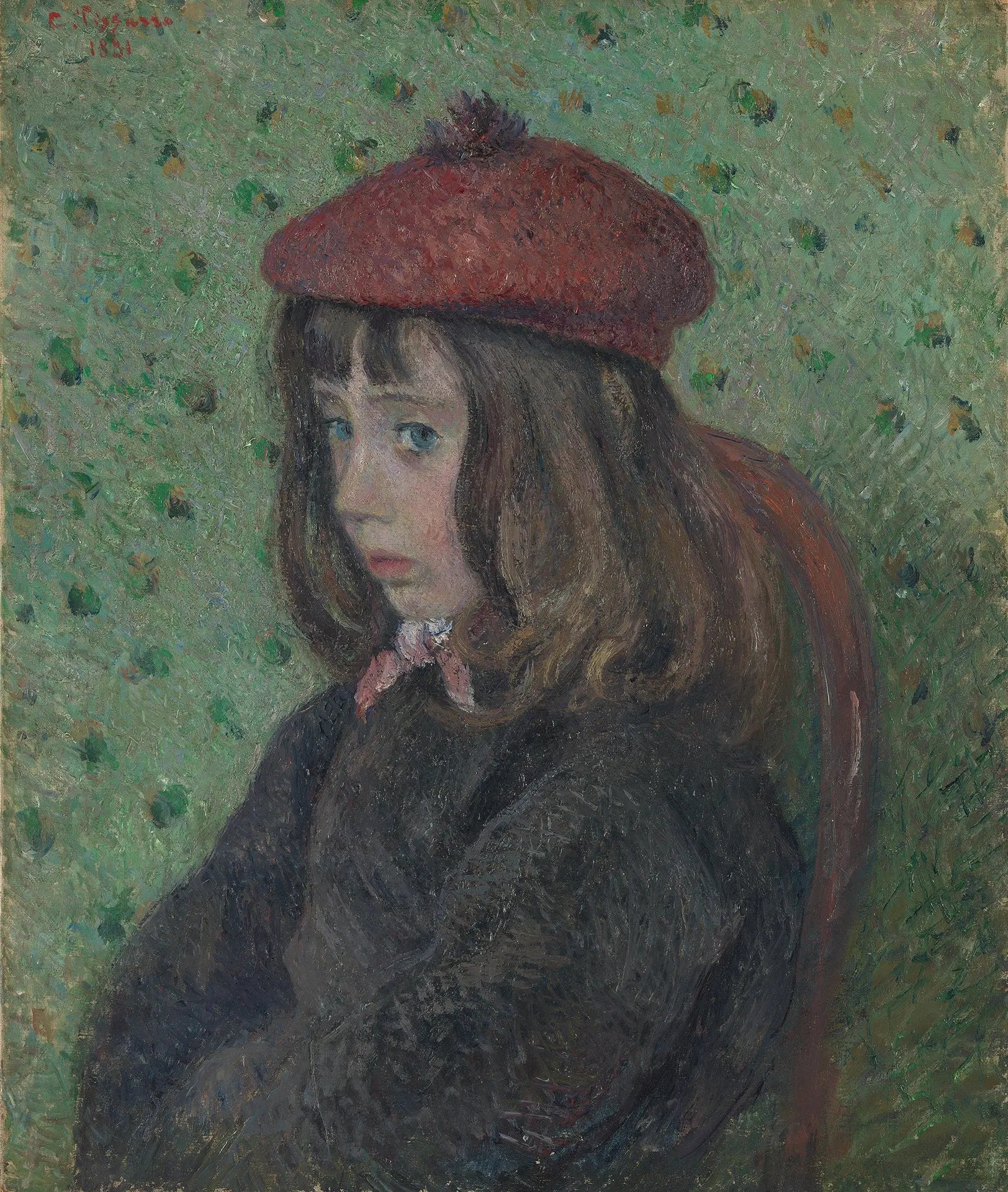 {{ product_title }} Fine Art Print | {{ product_vendor }} Jakero77 Camille Pissarro - Felix Pissarro Wearing a Red Beret (1881) Signed - 17"x22" Print Art Print  Jakero77