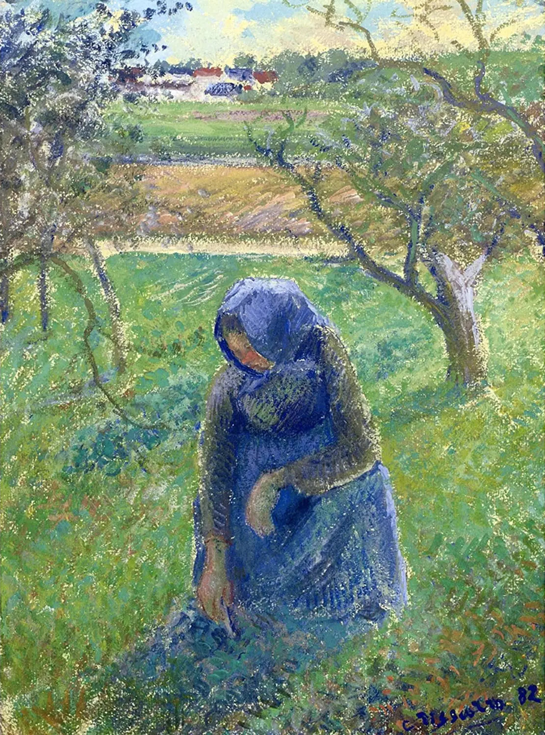 {{ product_title }} Fine Art Print | {{ product_vendor }} Jakero77 Camille Pissarro - Gathering Herbs (1882) Signed - 17" x 22" Fine Art Print Art Print  Jakero77