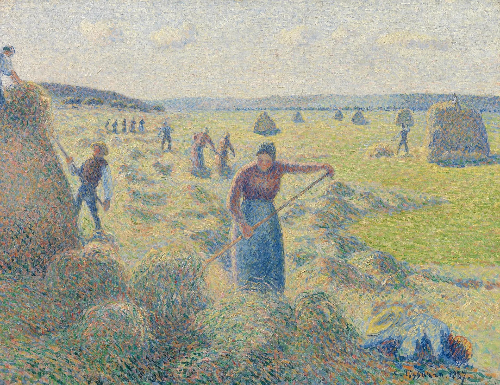 {{ product_title }} Fine Art Print | {{ product_vendor }} Jakero77 Camille Pissarro - Harvest of Hay in Eragny (1887) Signed - 17"x22" Fine Art Print Art Print  Jakero77