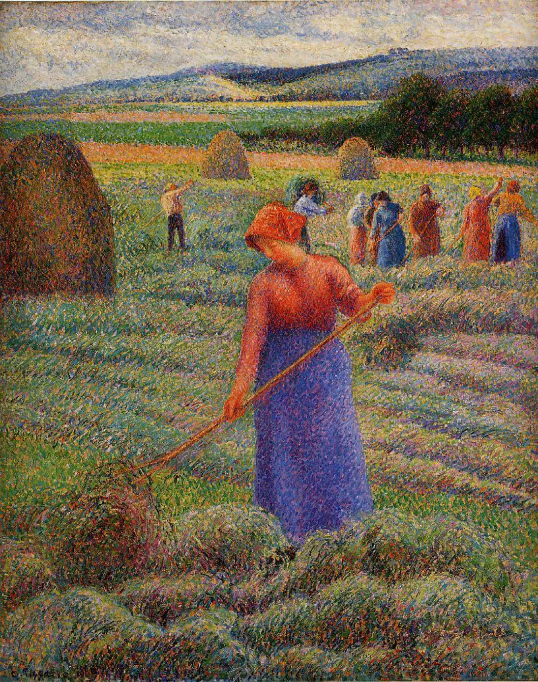 {{ product_title }} Fine Art Print | {{ product_vendor }} Jakero77 Camille Pissarro - Haymakers at Eragny (1889) Signed - 17" x 22" Fine Art Print Art Print  Jakero77