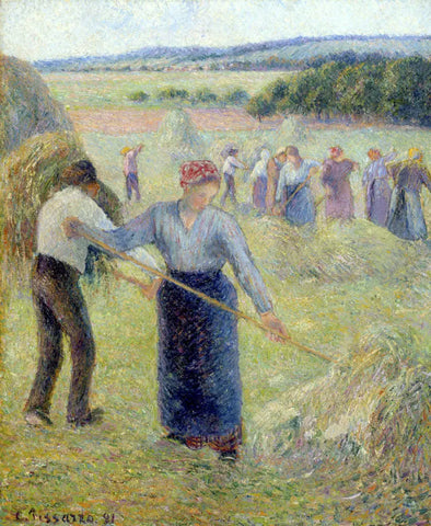 {{ product_title }} Fine Art Print | {{ product_vendor }} Jakero77 Camille Pissarro - Haymaking at Eragny (1891) Signed - 17" x 22" Fine Art Print Art Print  Jakero77