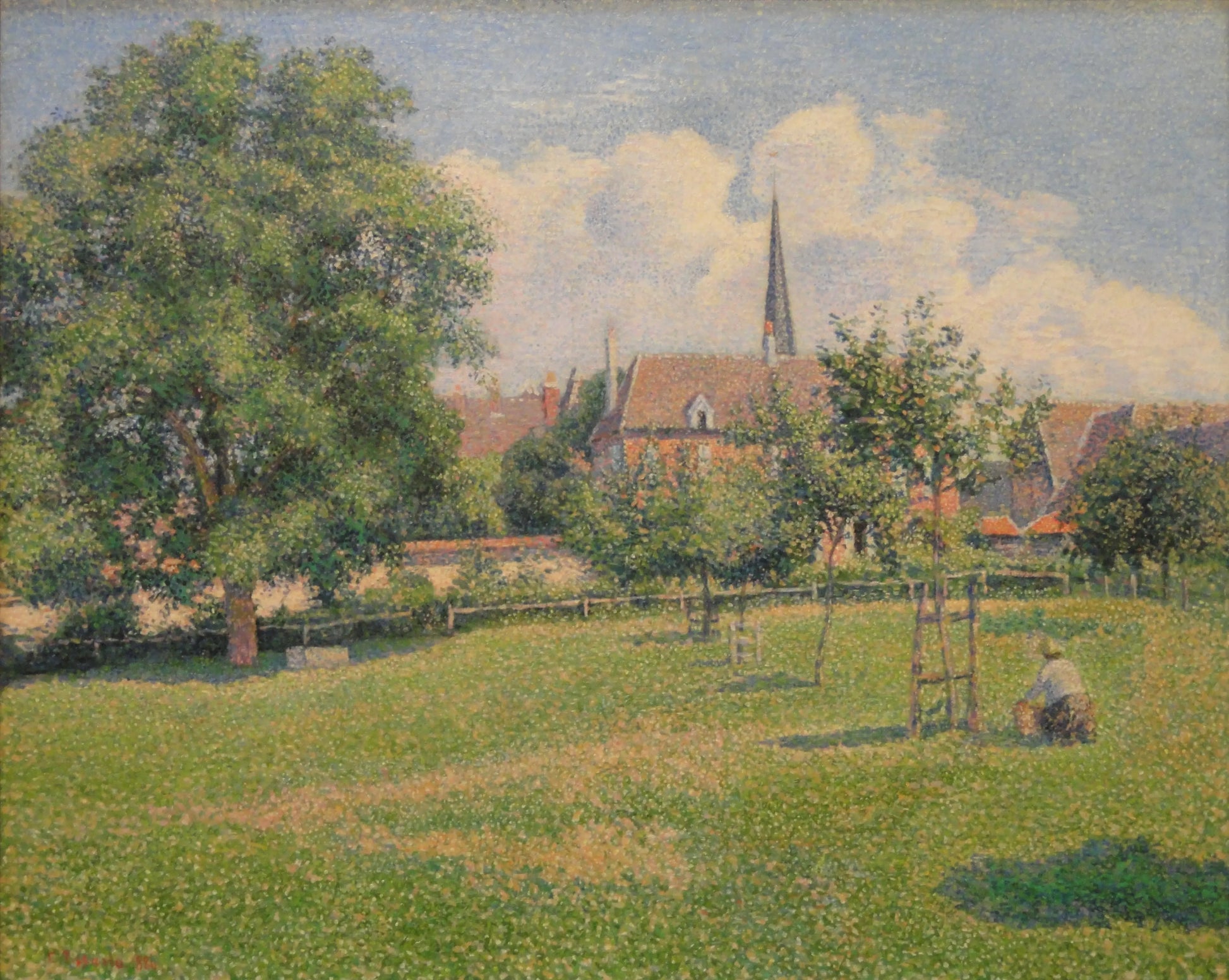 {{ product_title }} Fine Art Print | {{ product_vendor }} Jakero77 Camille Pissarro-House of Deaf Woman & Belfry at Eragny, or Big Walnut Tree (1886) - 17"x22" Fine Art Print Art Print  Jakero77