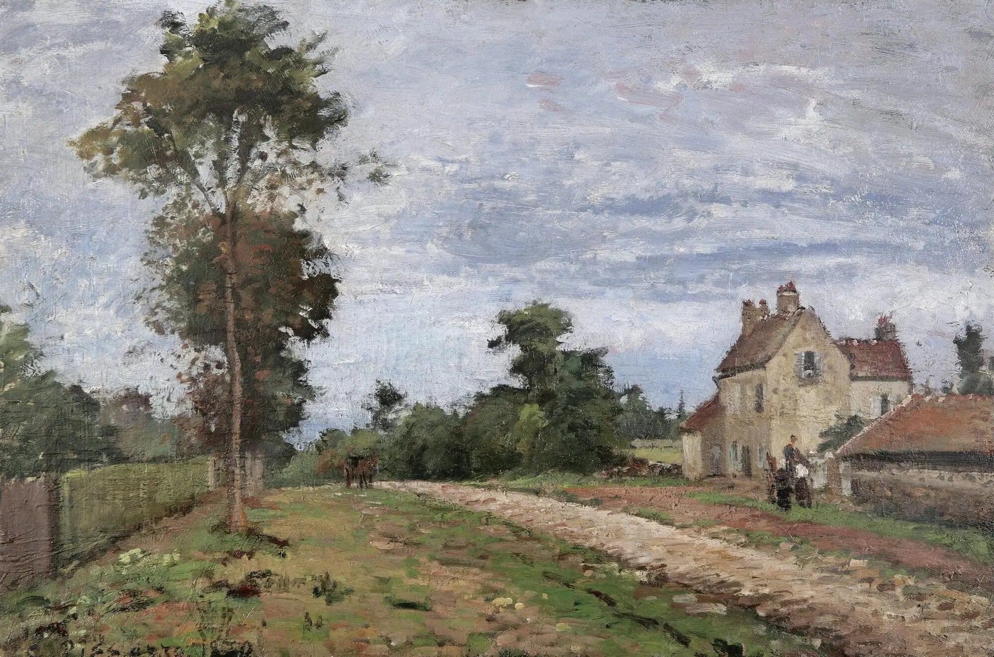 {{ product_title }} Fine Art Print | {{ product_vendor }} Jakero77 Camille Pissarro - House of Monsieur Musy, Louveciennes (1870) Signed - 17" x 22" Fine Art Print Art Print  Jakero77