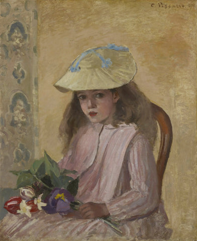 {{ product_title }} Fine Art Print | {{ product_vendor }} Jakero77 Camille Pissarro - Jeanne Pissarro (Minette) w/Bouquet (1872) Signed - 17" x 22" Fine Art Print Art Print  Jakero77