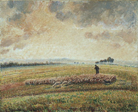 {{ product_title }} Fine Art Print | {{ product_vendor }} Jakero77 Camille Pissarro - Landscape with Flock of Sheep (1889-1902) Signed - 17"x22" Print Art Print  Jakero77