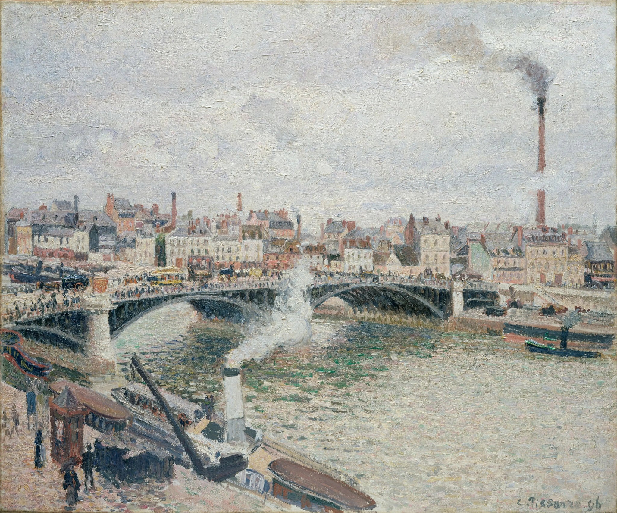 {{ product_title }} Fine Art Print | {{ product_vendor }} Jakero77 Camille Pissarro - Morning Overcast Day Rouen (1896) Signed - 17" x 22" Art Print Art Print  Jakero77