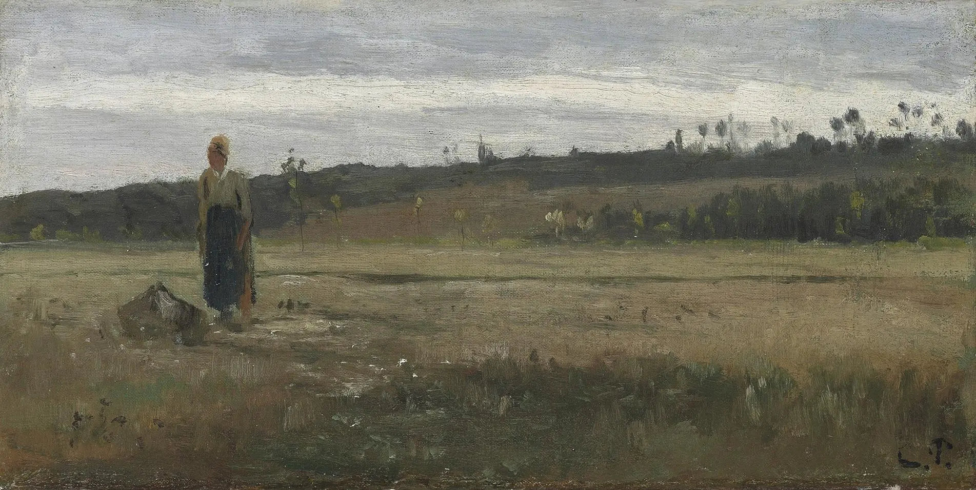 {{ product_title }} Fine Art Print | {{ product_vendor }} Jakero77 Camille Pissarro - Peasant Woman in a Field, La Varenne-Saint-Hilaire (1865) Signed - 17"x22" Fine Art Print Art Print  Jakero77